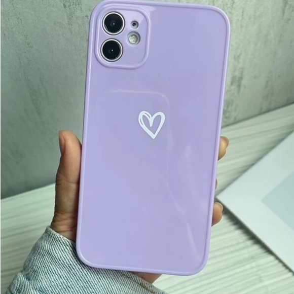 IPhone 11 Heart Print Purple Phone Case - Picture 1 of 5